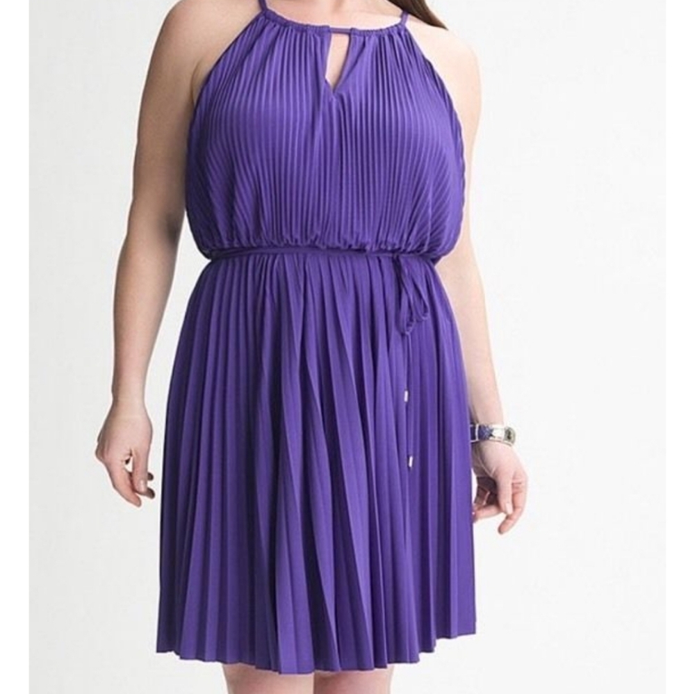 Lane Bryant Royal Blue Pleated Halter Dress